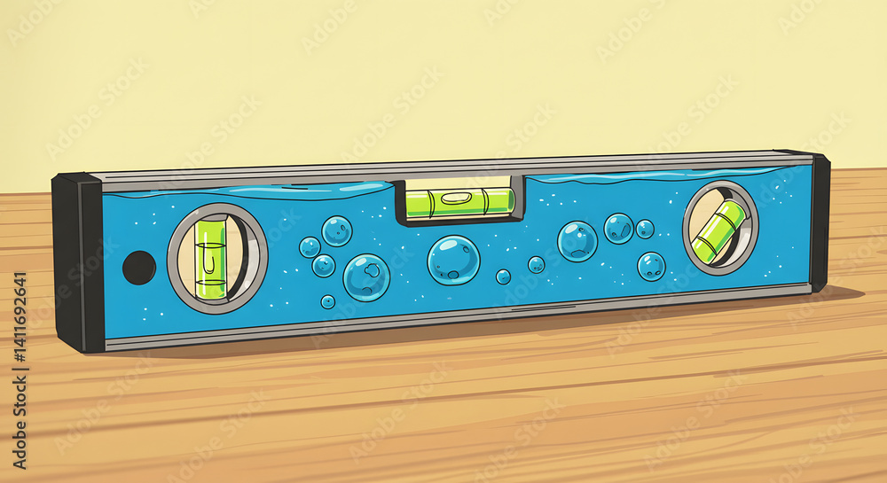 Fototapeta premium Using a Level Tool on a Wooden Surface for Home Improvement