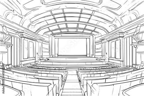 Cinema coloring book interior, Cinema vector image