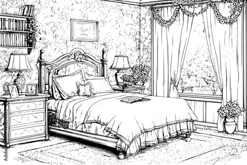 Nursing home coloring book interior, Nursing home vector image