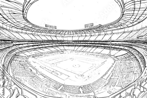 Stadium coloring book interior, Stadium illustration art