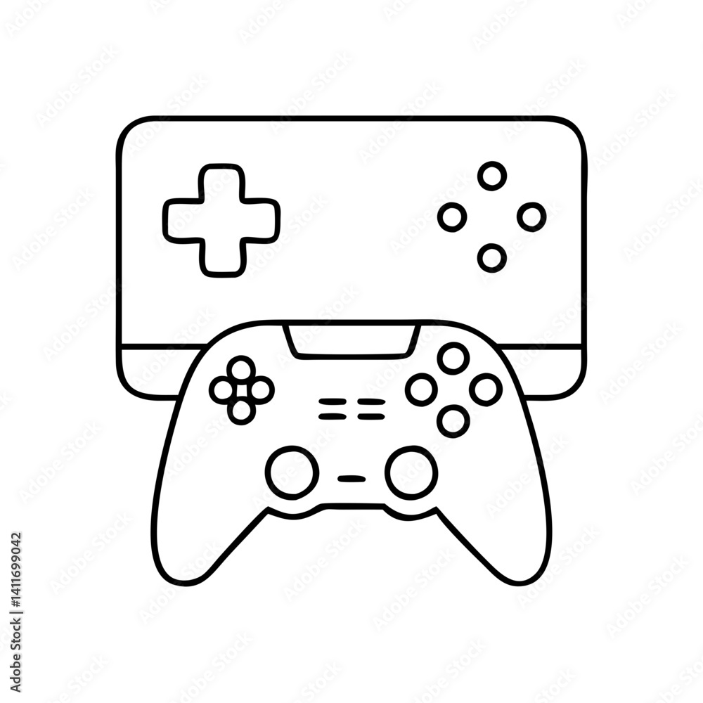 game console icon, game console line art - simple line art of game console, perfect for game console logos and icons game console icon, game console line art - simple line art of game console, perfect for game console logos and icons