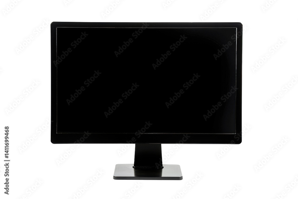 A minimalist black monitor sits on a sleek desk illuminated by soft ambient light in a modern workspace, inviting creativity and focus isolated on transparent background A minimalist black monitor sits on a sleek desk illuminated by soft ambient light in a modern workspace, inviting creativity and focus isolated on transparent background