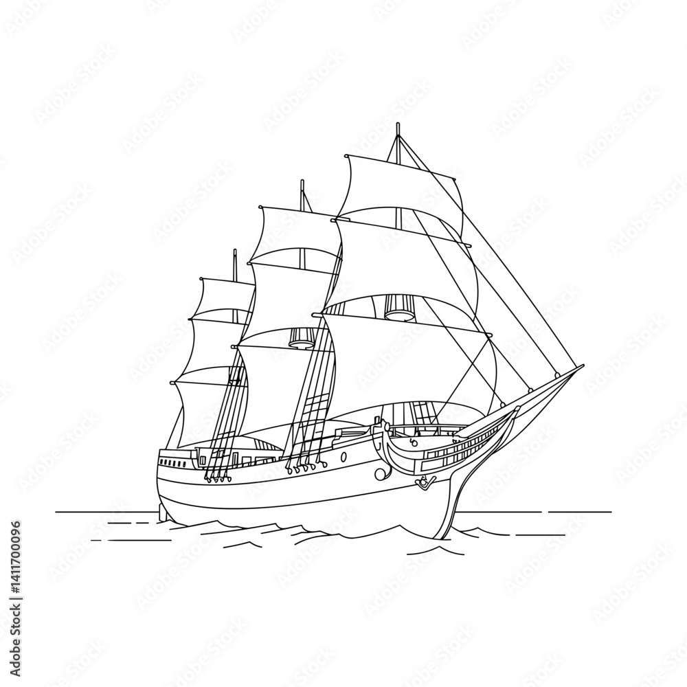 custom made wallpaper toronto digitalVintage sailing ship illustration on calm waters  