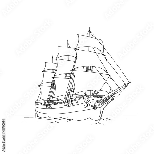 Wallpaper Mural Vintage sailing ship illustration on calm waters   Torontodigital.ca