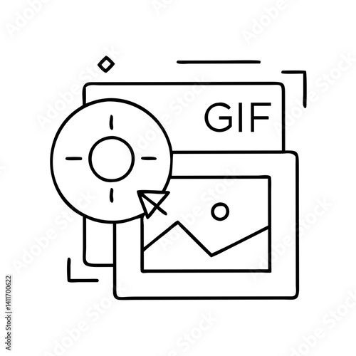 gif icon, gif line art - simple line art of gif, perfect for gif logos and icons