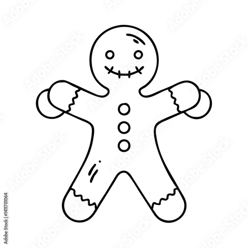 gingerbread man icon, gingerbread man line art - simple line art of gingerbread man, perfect for gingerbread man logos and icons