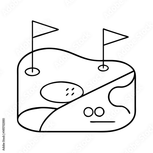 golf course icon, golf course line art - simple line art of golf course, perfect for golf course logos and icons