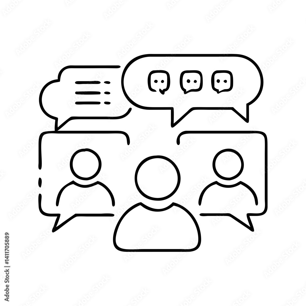 group chat icon, group chat line art - simple line art of group chat, perfect for group chat logos and icons group chat icon, group chat line art - simple line art of group chat, perfect for group chat logos and icons
