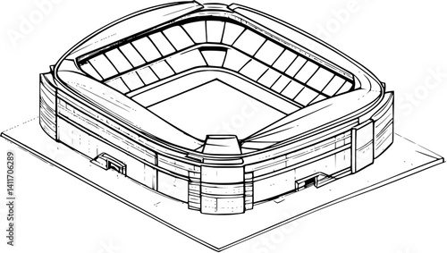 Isometric view of Arena coloring book style, Arena vector image