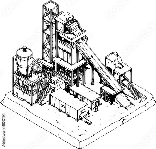 Isometric view of Smelter coloring book style, Smelter vector image