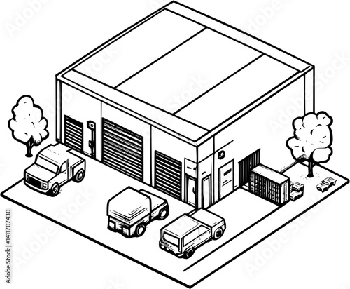 Storage facility coloring book isometric view, Storage facility vector image