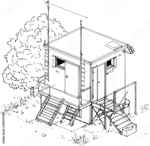 Temporary building coloring book isometric view, Temporary building vector image