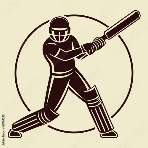 Cricket batsman swinging for a shot black colour  