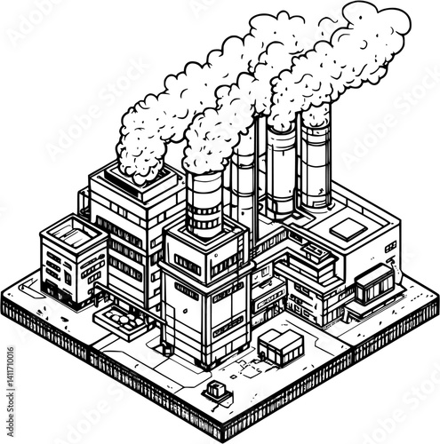 Isometric view of Smelter coloring book style, Smelter vector illustration