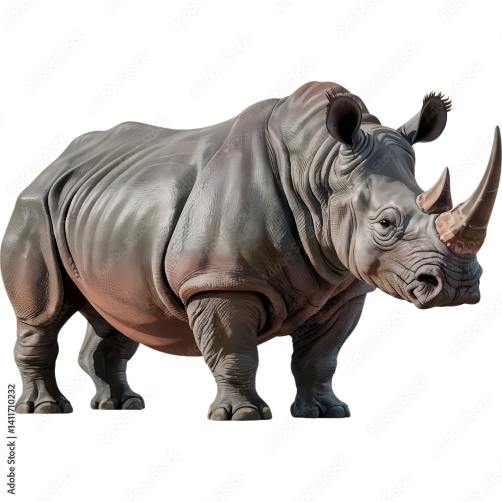 Single Horned Gray Rhinoceros Side View Single Horned Gray Rhinoceros Side View