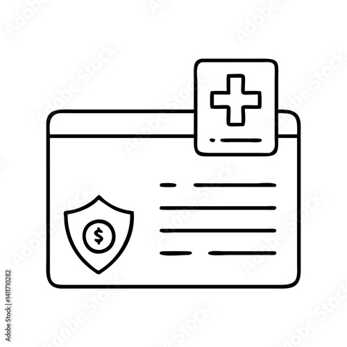 health insurance card icon, health insurance card line art - simple line art of health insurance card, perfect for health insurance card logos and icons