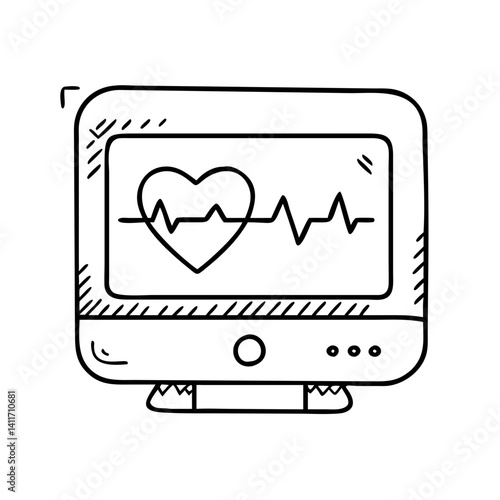 heart rate monitor icon, heart rate monitor line art - simple line art of heart rate monitor, perfect for heart rate monitor logos and icons