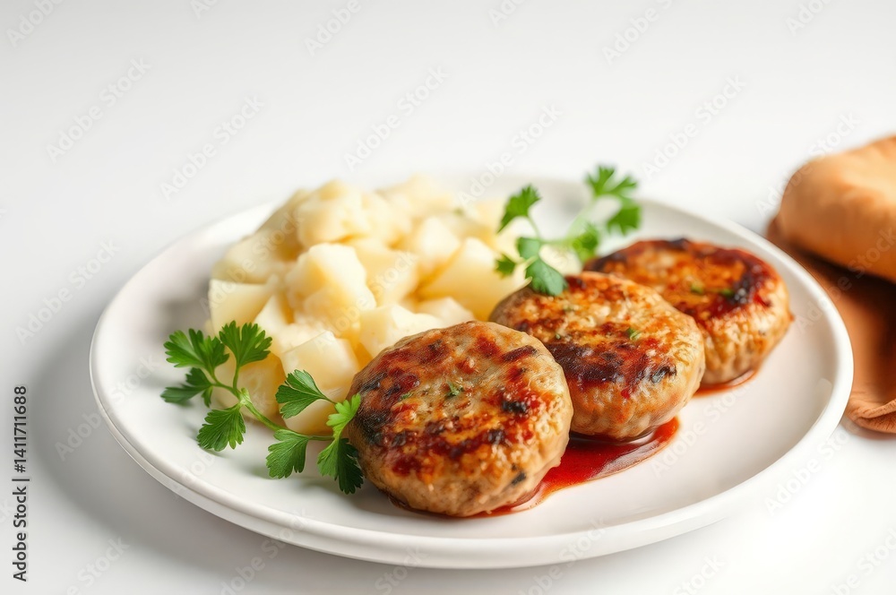 Plate of Romanian Meat Patties Plate of Romanian Meat Patties