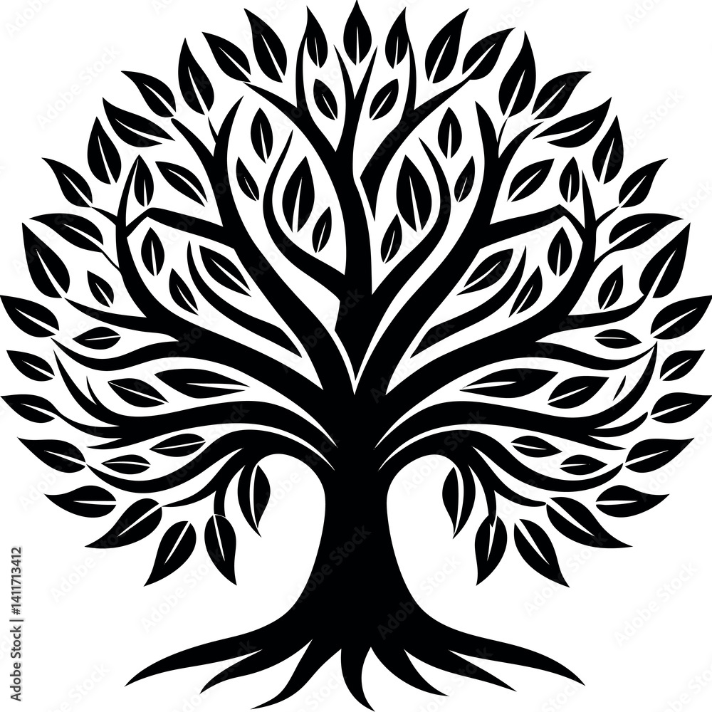 Obraz premium Elegant acrylic tree logo branching silhouette 