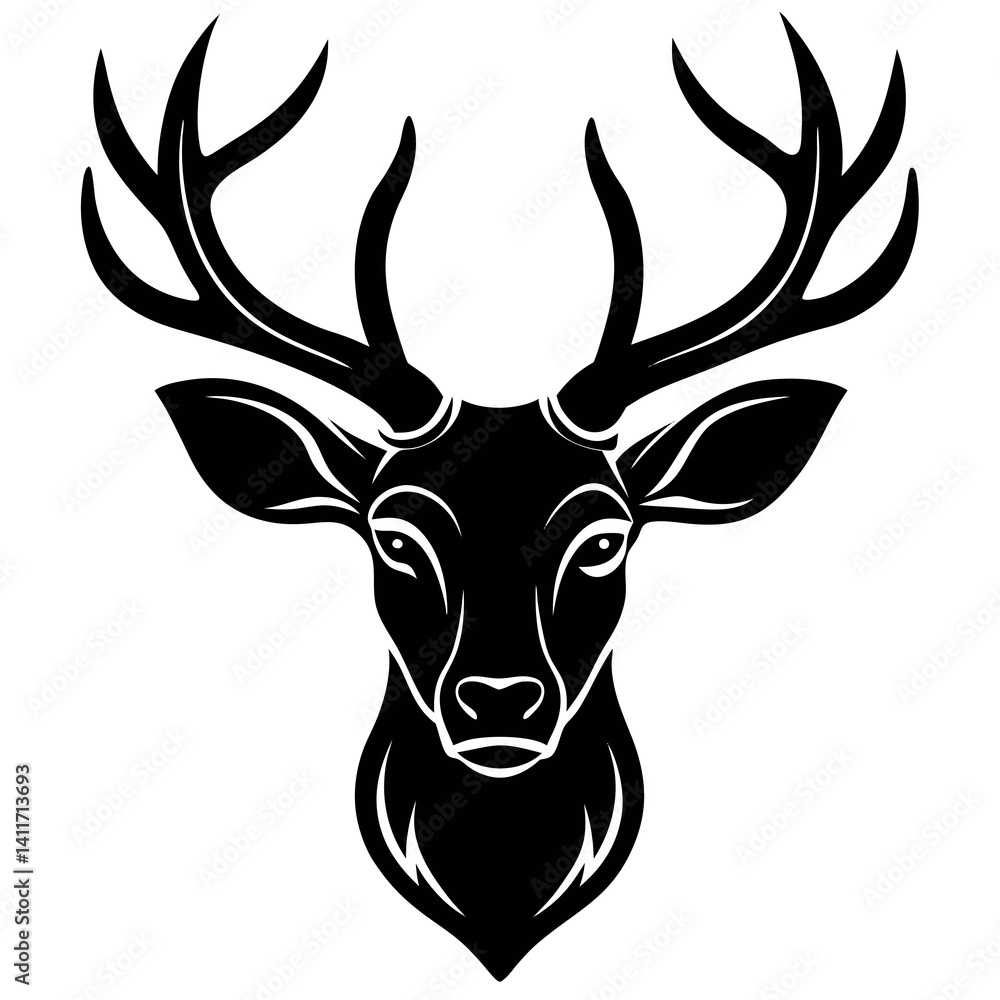 Elegant silhouette head of deer vector sharp Elegant silhouette head of deer vector sharp