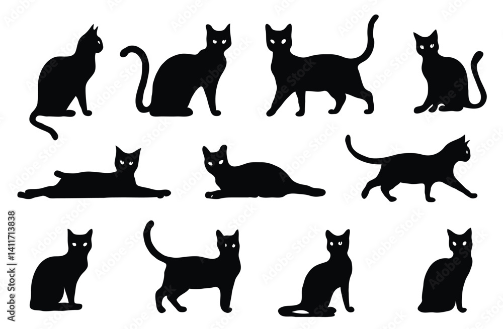 Set of cat silhouette vectors Set of cat silhouette vectors