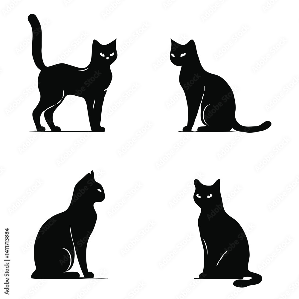 Set of cat silhouette vectors Set of cat silhouette vectors