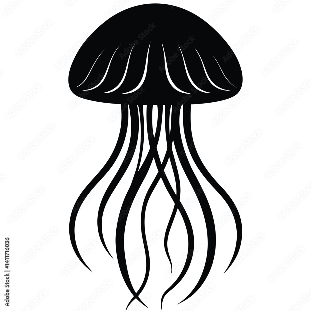 jellyfish icon silhouette vector, EPS File