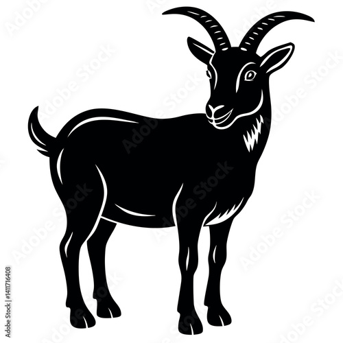 Goat eating grass strikers clean on white background  