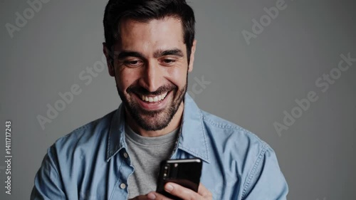 The Smiling Man with Smartphone