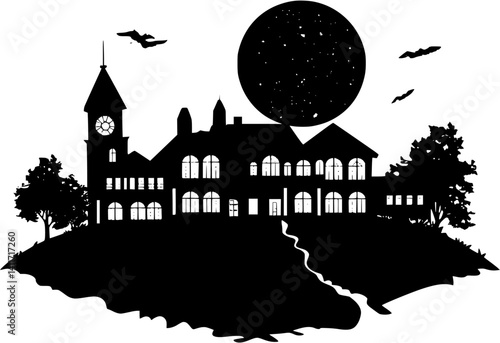 Community center silhouette design, Community center vector graphic