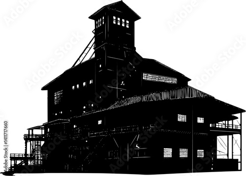 Packing house silhouette design, Packing house vector graphic