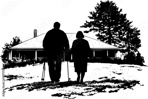 Sheltered housing silhouette design, Sheltered housing vector graphic