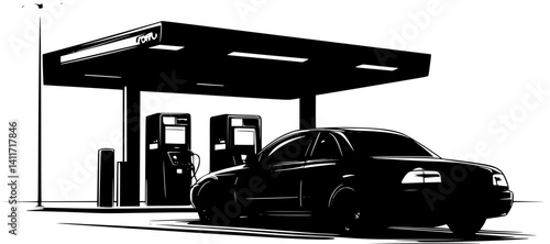 Service station silhouette design, Service station vector graphic