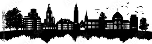 University silhouette design, University vector graphic