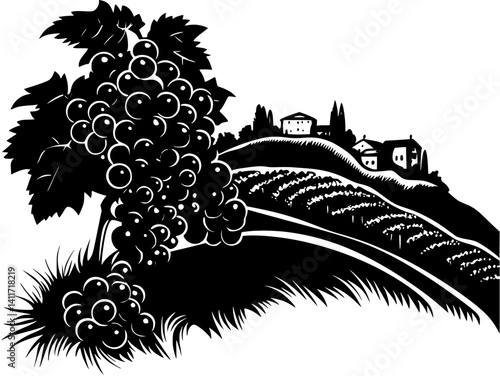 Silhouette of Winery, Winery vector graphic