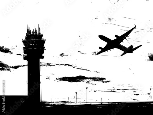 Silhouette of Airport, Airport vector image