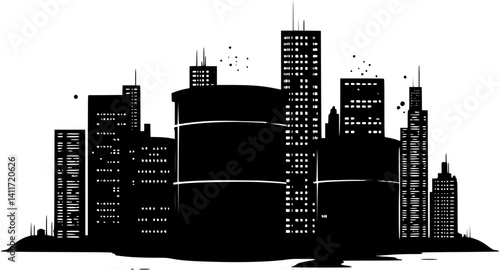 Data storage facility silhouette design, Data storage facility vector image