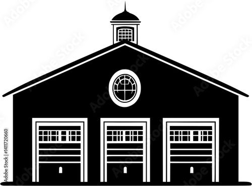 Fire station silhouette design, Fire station vector image