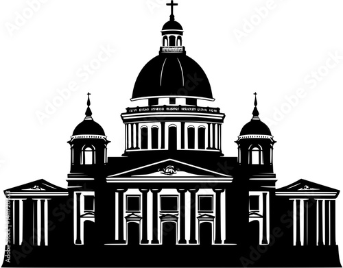 Government building silhouette design, Government building vector image