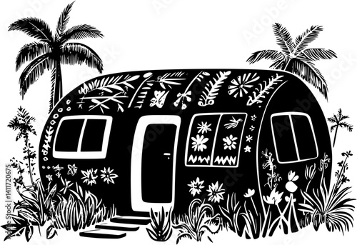 Earthship silhouette design, Earthship vector image