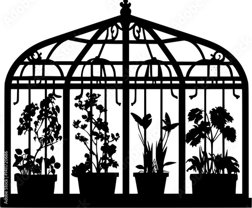 Silhouette of Greenhouse, Greenhouse vector image