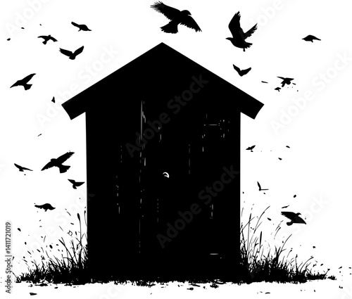 Silhouette of Shed, Shed vector image