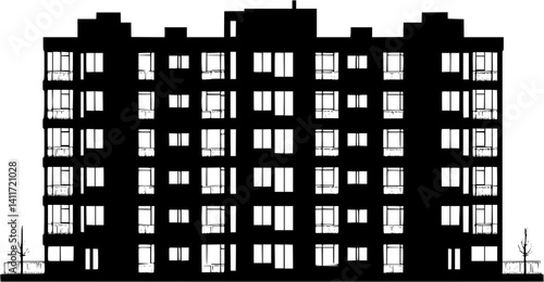 Silhouette of Modular building, Modular building vector image