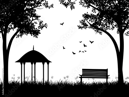 Park Pavillion silhouette design, Park Pavillion vector image