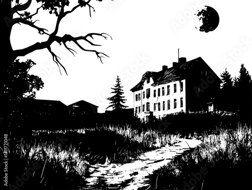Silhouette of Sanatorium, Sanatorium vector image