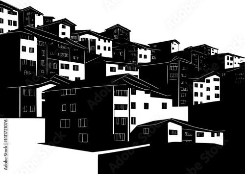 Sheltered housing silhouette design, Sheltered housing vector image