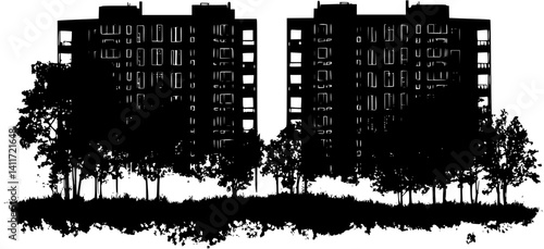 Silhouette of Condominium, Condominium vector illustration