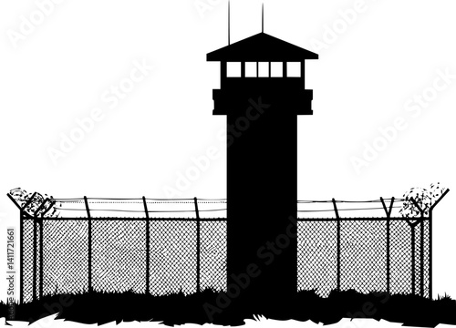 Correctional facility silhouette design, Correctional facility vector illustration