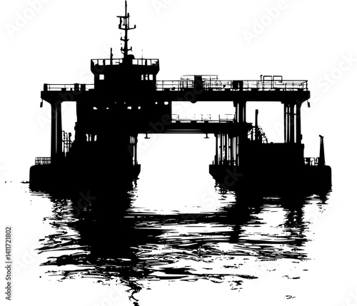 Silhouette of Ferry terminal, Ferry terminal vector illustration