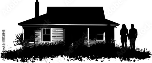 Group home silhouette design, Group home vector illustration